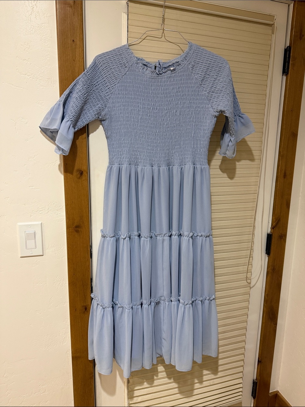 JessaKae Light Blue Smocked Tiered Maxi Dress